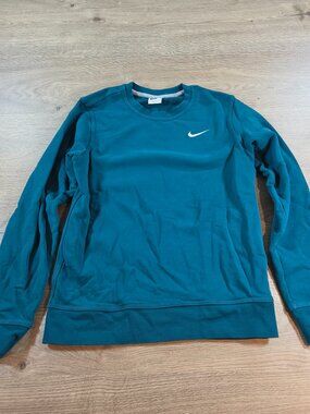 Nike Men's French Terry Crewneck Sweatshirt Small Teal Blue Pullover 637902-381